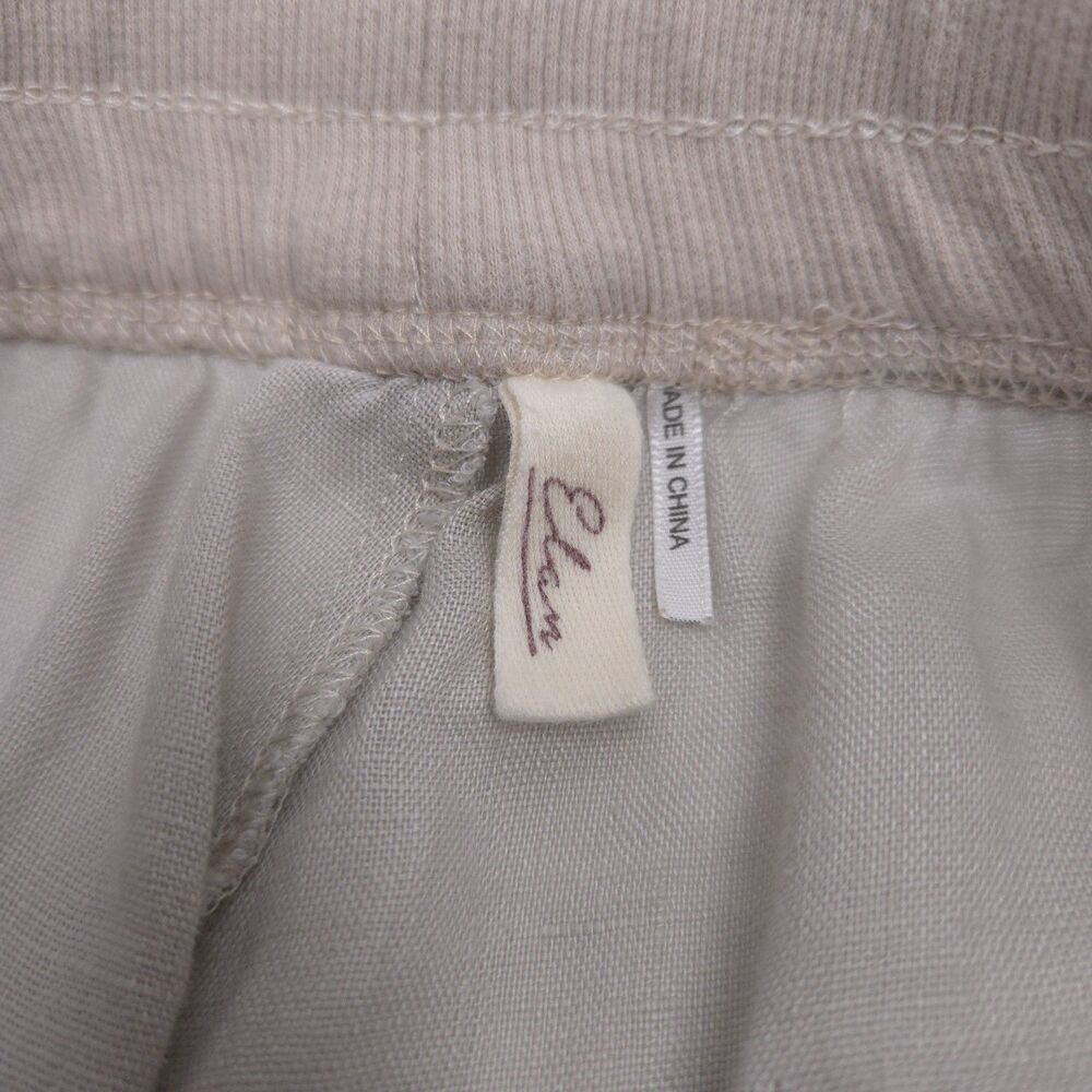 Elan 100% linen pull-on straight pants Size M begie tan elastic drawstring waist - Picture 7 of 8